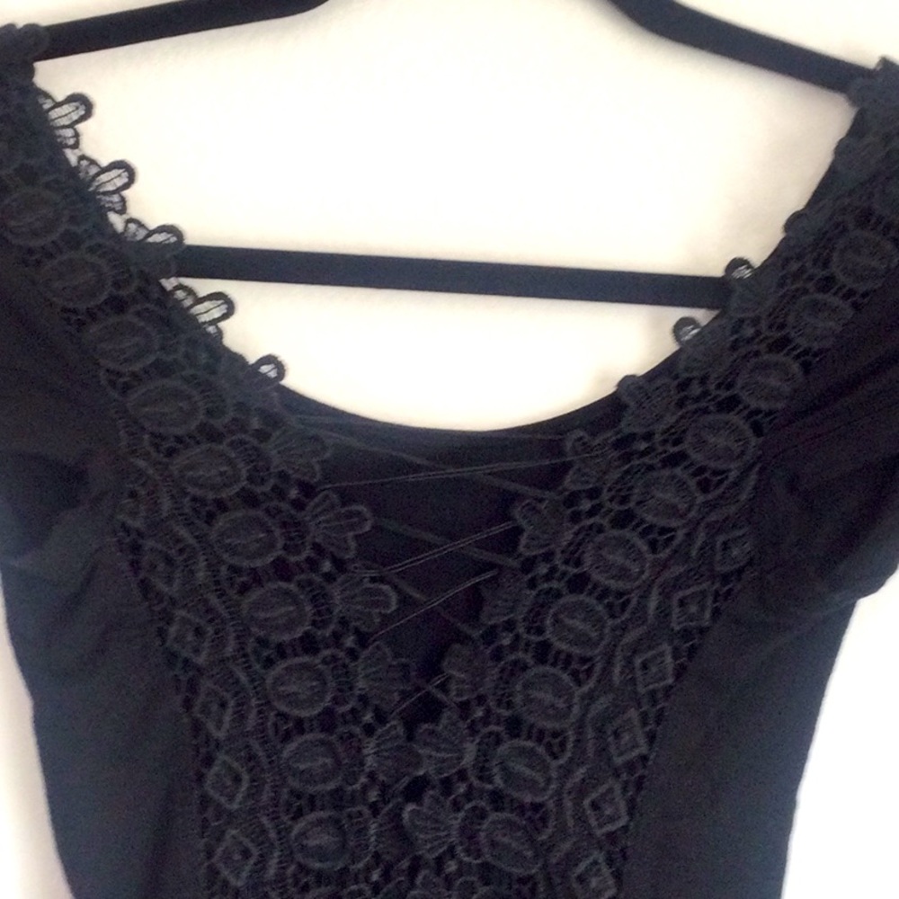 Black Lace Up Top